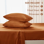CozyLux Satin Sheets King Size Sheet Set - 4 Piece Silky King Sheets, Luxury Terracotta King Bed Set with Smooth and Soft Microfiber, Includes 1 Fitted Sheet, 1 Flat Sheet and 2 Pillowcases