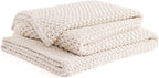 YnM Chunky Cotton Knit Throw Blanket, Cable Knit Throws for Bed Couch Sofa, Comfy & Relaxing, Decorative Piece for Farmhouse Modern Boho Rustic Scandinavian Chic Vibe, Cream White 40x50 Inches