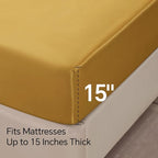 BEDELITE Satin Sheets Queen Size Bed Set, Luxury Soft Gold Silky Sheets for Hair and Skin, Similar to Silk Bed Sheets Set 4 Pieces with 1 Deep Pocket Fitted Sheet, 1 Flat Sheet, and 2 Pillowcases