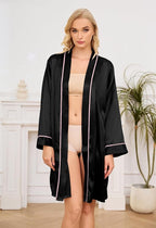 Satin Robes for Women Elegant Satin Kimono Silk Bathrobe for Wedding, Bridal Party, Silk Sleepwear, and Loungewear