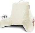 Clara Clark Reading Pillow with Shredded Memory Foam for Sitting Up in Bed and Couch, Back and Arms Adjustable Support for Adults & Teens Backrest Pillows for Reading, with Washable Cover Off White