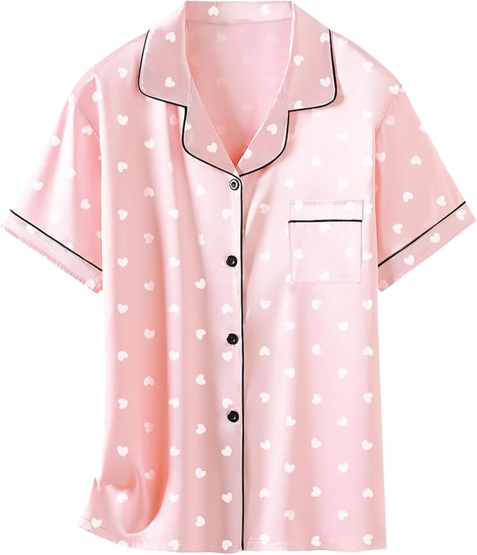Girls & Womens Satin Pajamas Set, Silk Button-Down Sleepwear 2 Piece Nightwear, 3 Years - Women XXL
