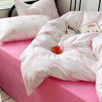 Nayoroom Pink Bow Duvet Cover Twin Size Polka Dot Bowknot Coquette Duvet Cover 2 Pieces Soft Lightweight Microfiber Girls Cute Aesthetic Dorm Bedding Set