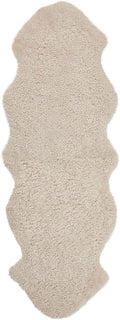 Nordic Sheep Real Sheepskin Rug 2x6 ft | Sheepskin Rugs for Living Room and Sofa | Large Bedside Rugs for Bedrooms is Breathable & Heat-regulating | Fluffy Rug in Color Beige