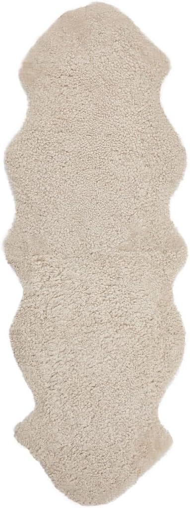 Nordic Sheep Real Sheepskin Rug 2x6 ft | Sheepskin Rugs for Living Room and Sofa | Large Bedside Rugs for Bedrooms is Breathable & Heat-regulating | Fluffy Rug in Color Beige