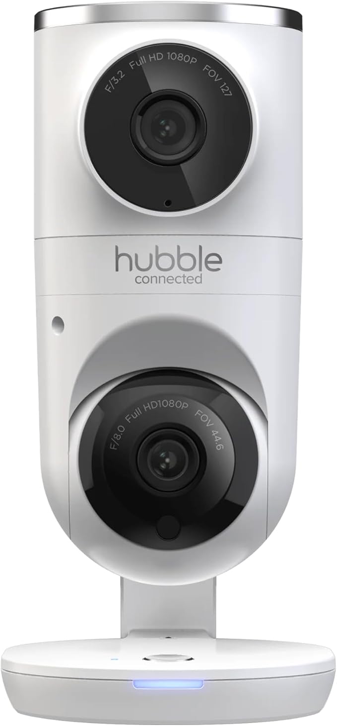 Hubble Connected Dual Vision Smart HD Baby Monitor with 2 Cameras, WiFi Baby Monitor with App and Screen, Remote Pan Tilt Zoom, 2-Way Talk, AI Motion Tracking, Night Vision, Room Temperature Sensor