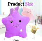 Kids Decorative Pillow,Cute Star LED Light Up Pillow Gift for Girls Women Birthday Unique Throw Pillows Bedroom Couch Office Lumbar Back Cushion Purple Plush Pillow Stuffed Toy