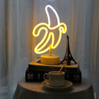 GUOCHENG Banana Neon Light Sign LED Neon Table Night Lights Battery&USB Power Creative Lamps for Home Nursery Bedroom, Banana Decoration Gift for Kids