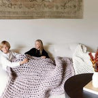 Nuzzie Original Knit Weighted Blanket - Breathable, Cooling, Hand Made Knit Throw Blanket for Sleep - Machine Washable, Stylish Decor Design (Dusty Rose, Full | 16lbs | 48"x72")