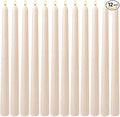12-Pack Beige Cream Taper Candles, 10 Inch Unscented Dripless Candlesticks, Long-Lasting Burn Time of 7-8 Hours, Perfect for Home Décor, Weddings, and Events