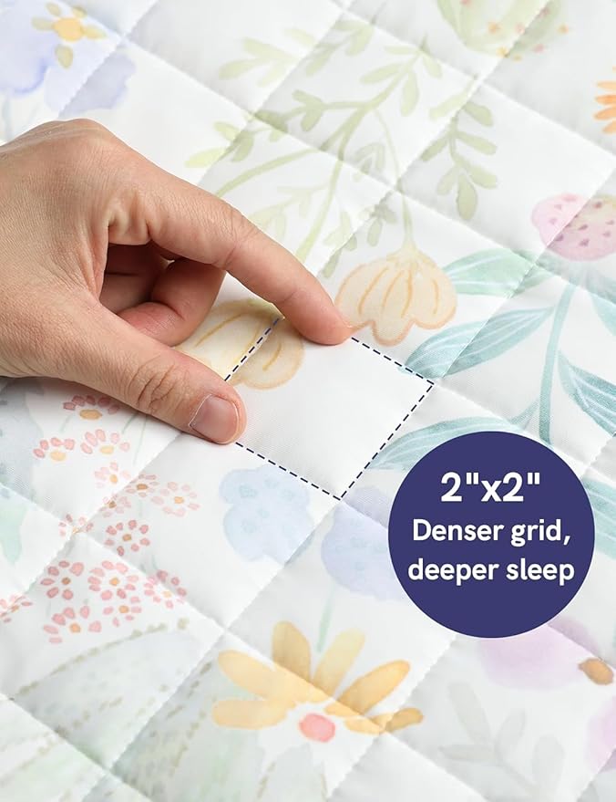 YnM 12lbs Weighted Blanket for Adults, Cooling Nylon/PE Heavy Bed Throw Blanket with Cooling Glass Beads for All Season Use, Ideal for ~110lbs (60x80 Inches, Queen, Jungle Bloom)