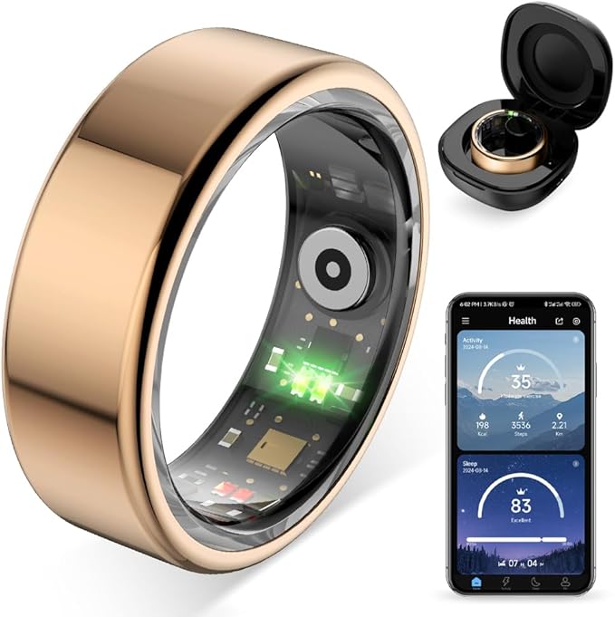 COLMI R02 smart Ring, a smart Ring for Women and Men, with a Charging case, Supports Heart Rate, Blood Oxygen, Sleep Health Monitoring, and Sports Tracking Ring, No Subscription Fee. (Rose Gold, 12#)
