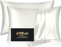 Silk Pillowcase 2 Pack, Natural Mulberry Silk Pillow Case, Anti Acne Silk Pillowcase for Hair and Skin, King Size Silk Satin Pillowcase Set of 2 with Hidden Zipper, Gifts for Women Men, Ivory