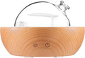 Glass Essential Oil Diffuser,Real Wood Base,The 2025 Upgrade Aromatherapy Diffuser,Aroma Diffuse Humidifier,LED Light in 7 Colors，Suitable for Home Office Bedroom（Non-Glass Reservoir）