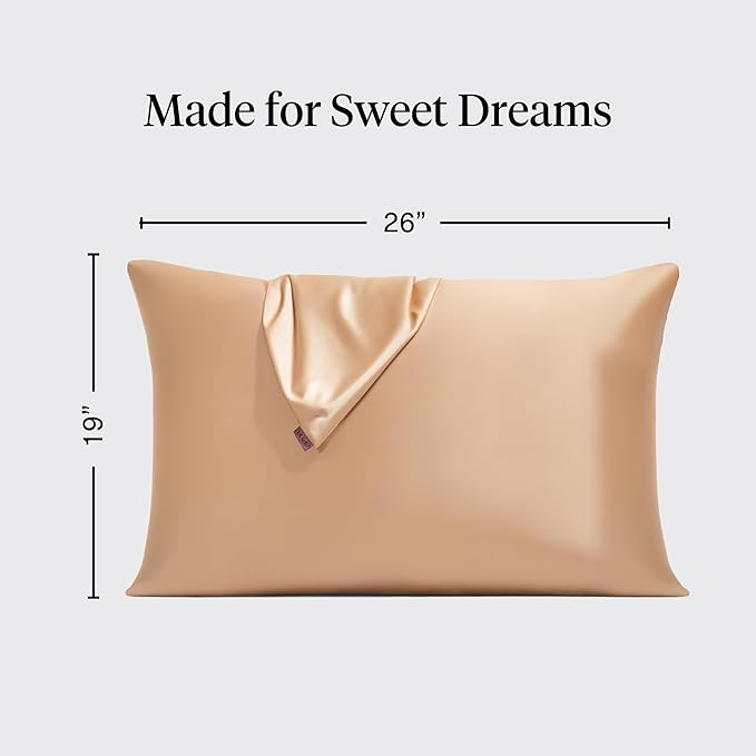 Kitsch Satin Pillowcase with Zipper for Hair & Skin - Softer Than Silk Pillow Cases, Cooling Satin Pillow Case, Wrinkle-Free, Machine Washable - Pillow Cases Standard Size 19x26 - Champagne