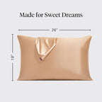 Kitsch Satin Pillowcase with Zipper for Hair & Skin - Softer Than Silk Pillow Cases, Cooling Satin Pillow Case, Wrinkle-Free, Machine Washable - Pillow Cases Standard Size 19x26 - Champagne
