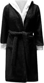 Fuzzy Plush Bathrobe Women Fashion Hooded Thicken Fleece Lined Warm Comfy Long Robe Flannel Loungewear