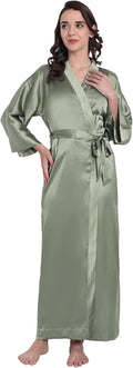 Silk Robes for Women Ankle Length Satin Kimono Robes with Belt Bridemaids Sleepwear Bachelorette Nightgown
