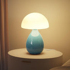 Mushroom Lamp, Vintage Small Table Lamp for Bedroom, Ice Crack Ceramic LED Night Light for Kids, Mid Century Modern Bedside Lamp for Nightstand, Living Room, Home Decor Gift Ideas for Women, Blue