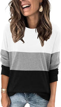 Magritta Women's Long Sleeve Leopard Color Block Tunic Comfy Crewneck T Shirt Tops Black XL