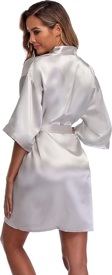 Robe for Women Silky Lightweight Satin Kimono Bride Bridesmaids Wedding Party Robes Dressing Gown Summer Loungewear