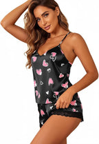 Ekouaer Satin Pajamas Women Lace Sleepwear Lingerie Cami Shorts Set Nightwear XS-XXL
