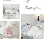 Nayoroom Butterfly Duvet Cover Queen Size Reversible Blue White Gingham Bedding Set 3 Pcs Kids Girls Colorful Butterflies Comforter Cover with Zipper Closure Soft Breathable Microfiber