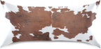 Farm Animal Cow Brown Cowhide Print Satin Pillowcase for Hair and Skin, Cow Skin Pattern Silk Pillow Case with Envelope Closure, Standard Size 20x26 inches, 1 PC
