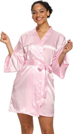 Women's Satin Robes Floral Bridesmaid Robes Short Silk Kimonos Sleepwear