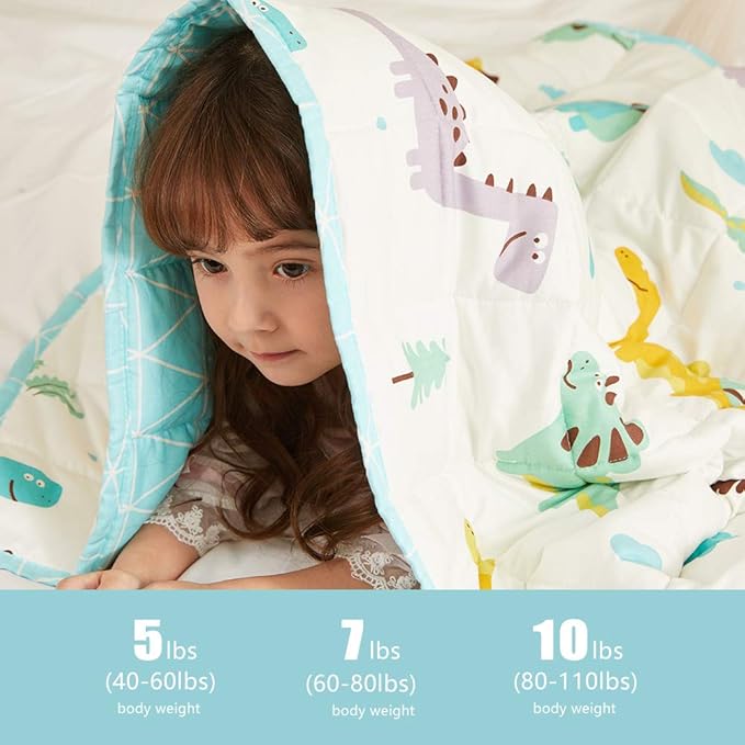 Weighted Idea Weighted Blanket for Adults (Dinosaur,41"x60",10lbs) Cooling Breathable Heavy Blanket with Premium Glass Beads All-Season Soft Thick Comfort