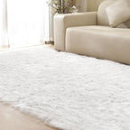 ORINOVA Shag Plush Rug 8x10 Area Rugs for Bedroom White Fluffy Living Room Rug Large Washable Faux Sheepskin Furry Fur Rugs for Nursery
