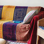 Bohemian Throw Blanket Hippie Chenille Jacquard Tassels Soft Chair Cover for Bed Couch Decorative Boho Throw Blankets - Colorful Tribal Pattern