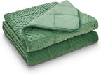 TONGDADA Minky Weighted Blanket | 40''x60'',7lbs | Cozy and Soft Minky Weighted Throw Blanket | Luxury Velvet with Premium Glass Beads | Dark Green Minky