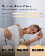 HAODINGMAI Sunrise Alarm Clock Wake Up Light with Sunrise Simulation White Noise Machine Touch Control Bedside Lamps Colors Atmosphere Lamp 30/60/90 Sleep Timer 13 Nature Sounds