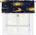 Whimsical Night Sky Pattern Illustration Curtain Valance Peach Skin Velvet Printed Window Valance with Rod Pocket Light Filtering for Kitchen Bathroom 54x18in