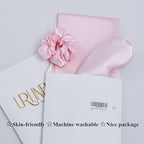 Satin Pillowcase for Hair and Skin, Soft and Cooling Vegan Silk Sleep Set-2 Satin Pillow Cases Queen Size, 1 Eye Mask, 1 Scrunchie, Self Care Essential Night Routine Kit, Pink Leopard