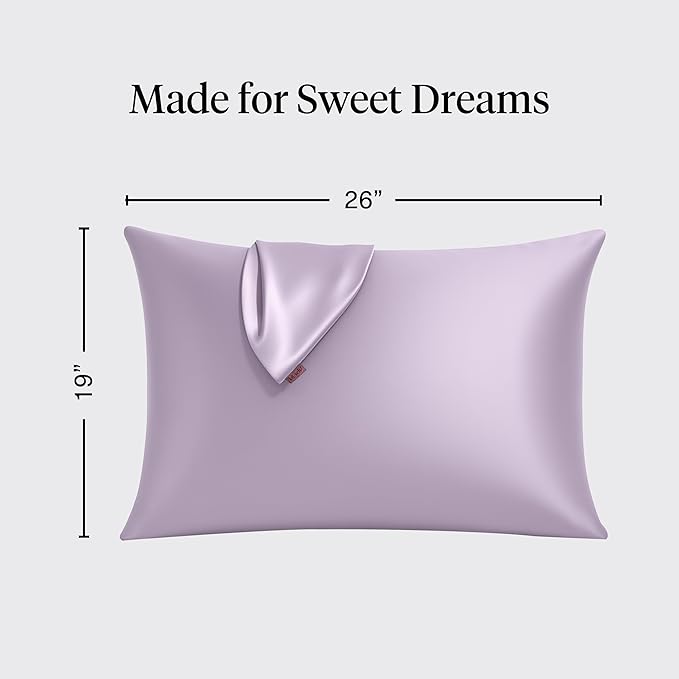 Kitsch Satin Pillowcase with Zipper for Hair & Skin - Softer Than Silk Pillow Cases, Smooth Cooling Satin Pillow Case, Wrinkle-Free, Machine Washable, Pillow Cases Standard Size 19x26 - Lavender