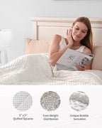 Mr. Sandman Weighted Blanket for Adults, Heavy Blanket for Woman, Man Sleeping/Calm, Soft and Cozy Weighted Throw Blankets, Machine Washable, 60 x 80in, 15 lbs, White