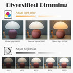 Cute Small Mushroom Lamp, PE Lampshade, Ceramic Base, Adjustable Light Color and Brightness with Power-Off Memory, Safe USB Powered, LED Mushroom Light for Bedroom Living Room (Pink)