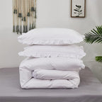 Cottonight White Comforter Set Full Ruffles White Bedding Set Farmhouser Boho Blanket Quilt Plain Vintage Friange Soft Breathable Comforter Set