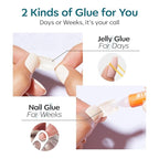 Modelones Hazy Blue Press on Nails, Short Square Fake Nails, Reusable Nail Kit with Nail Glue Adhesive Tabs Mini Nail File, Nails Press Ons 32Pcs16 Sizes, Women Girl Gift