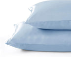 Light Blue Satin Pillowcases with Zipper （20x36）,King Size Pillowcases Set of 2,Light Blue Silk Pillowcase for Hair and Skin
