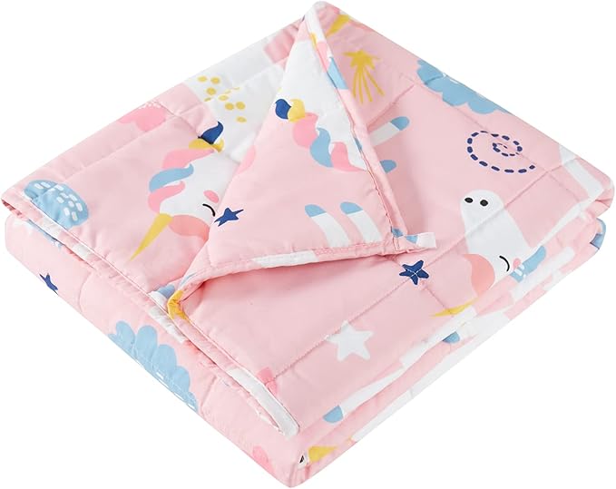HOSUKKO Weighted Blanket - 3 lbs Pink Unicorn Heavy Blanket - Small Size Breathable Blanket(20 * 30 inches, 3 lbs)