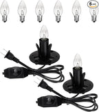 Himalayan Salt Lamp Cord Replacement with Dimmer Switch(2-Pack) and E12 Halogen Salt Lamp Bulbs(6-Pack)