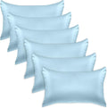 Elegant Comfort 6-Pack Baby Blue Satin Pillowcase Set with Hidden Zipper Closure, Silky Smooth for Hair and Skin Care - Standard/Queen