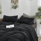 CLOTHKNOW Black Velvet Full Comforter Set, 3Pcs High Material Fluffy Bedding Comforter, Includes 1 Comforter & 2 Pillowcases, Best for Sleeping, Home Decor