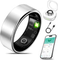 Smart Health Ring for Women Men Fitness Tracker with Heart Rate, Blood Oxygen, Blood Pressure, Sleep Monitoring, Step Counting, IP68 Waterproof for iOS and Android, No APP Fee, Silver 14