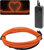 JIGUOOR EL Wire Battery Pack 16.4ft / 5m Bright Neon Light Strip 360° Illumination Neon Tube Rope Lights for DIY, Festival, Party Decoration, Pub, Halloween, Chrismas (16.4ft / 5m, Orange)