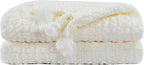 Home Soft Things Basket Weave Throw Blanket, Soft Cozy Warm Blanket with Braided Decorative Throw for Couch Sofa Outdoor Indoor, Antique White, 50''x60