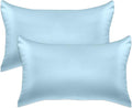 Elegant Comfort 2-Pack King Size Baby Blue Satin Pillowcase Set with Hidden Zipper Closure, 20" x 40"